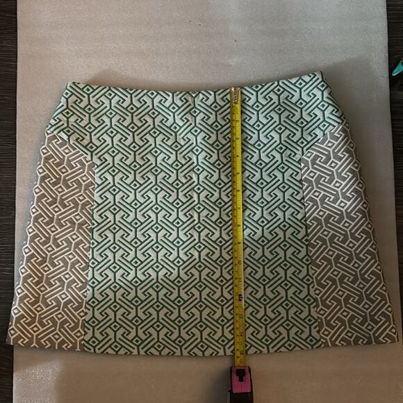 Topshop Geometric Print Textured Mini Skirt 8 Green/Gray Dopamine Mermaid  Retro - Picture 6 of 8